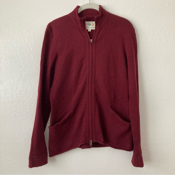 Title Nine Wool Blend Full Zip Sweater Jacket Red Outdoors Essential Classic M - Picture 1 of 10